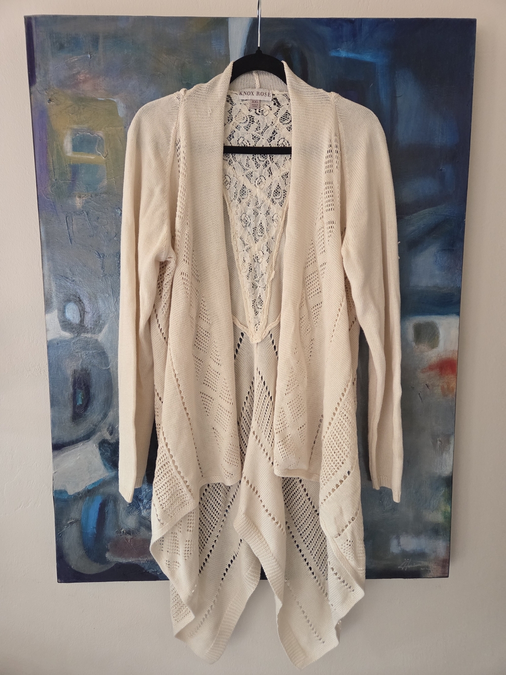Knox Rose Cream Open-Front Knit Cardigan Sweater